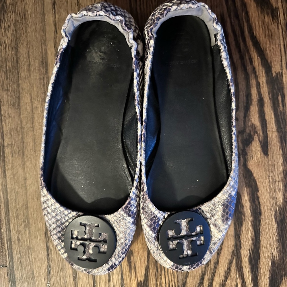 Tory Burch Snakeskin Flats-never worn